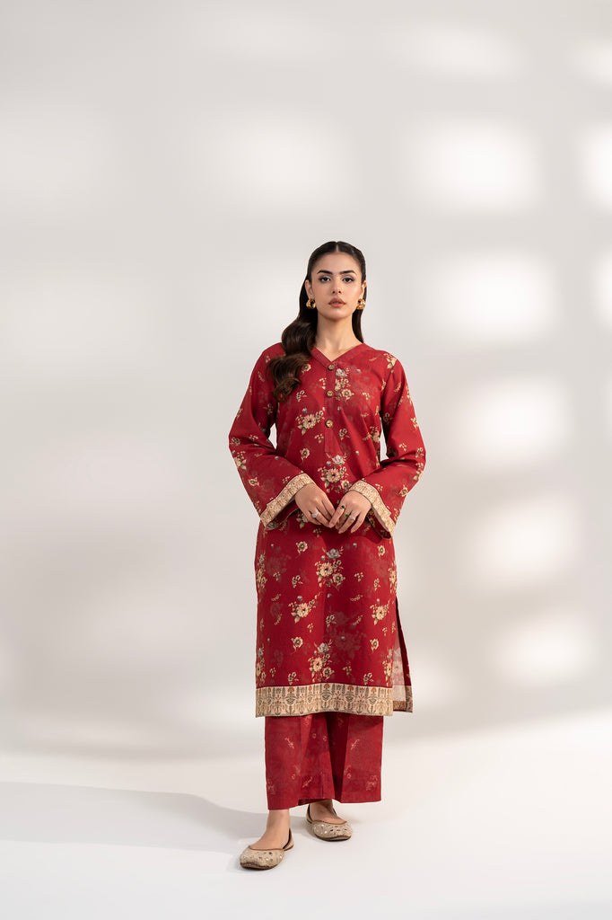 Red Amber khaddar  2pcs