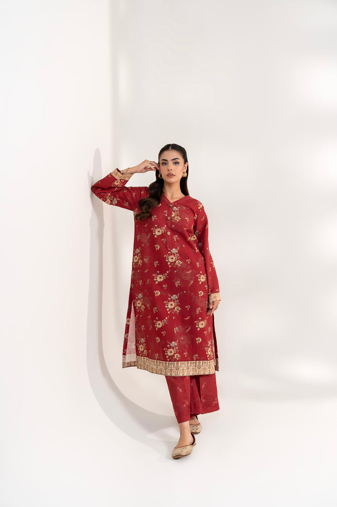 Red Amber khaddar  2pcs